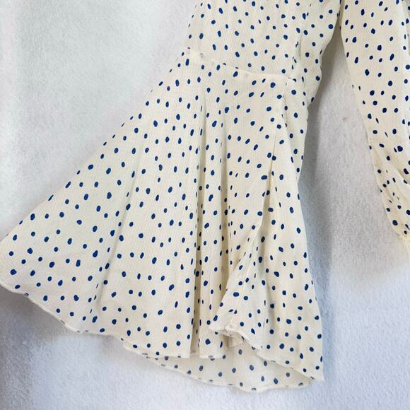 Free People Intimately Polka Dot Deep V Bell Sleeve Bodysuit boho coastal sz M - Picture 6 of 7
